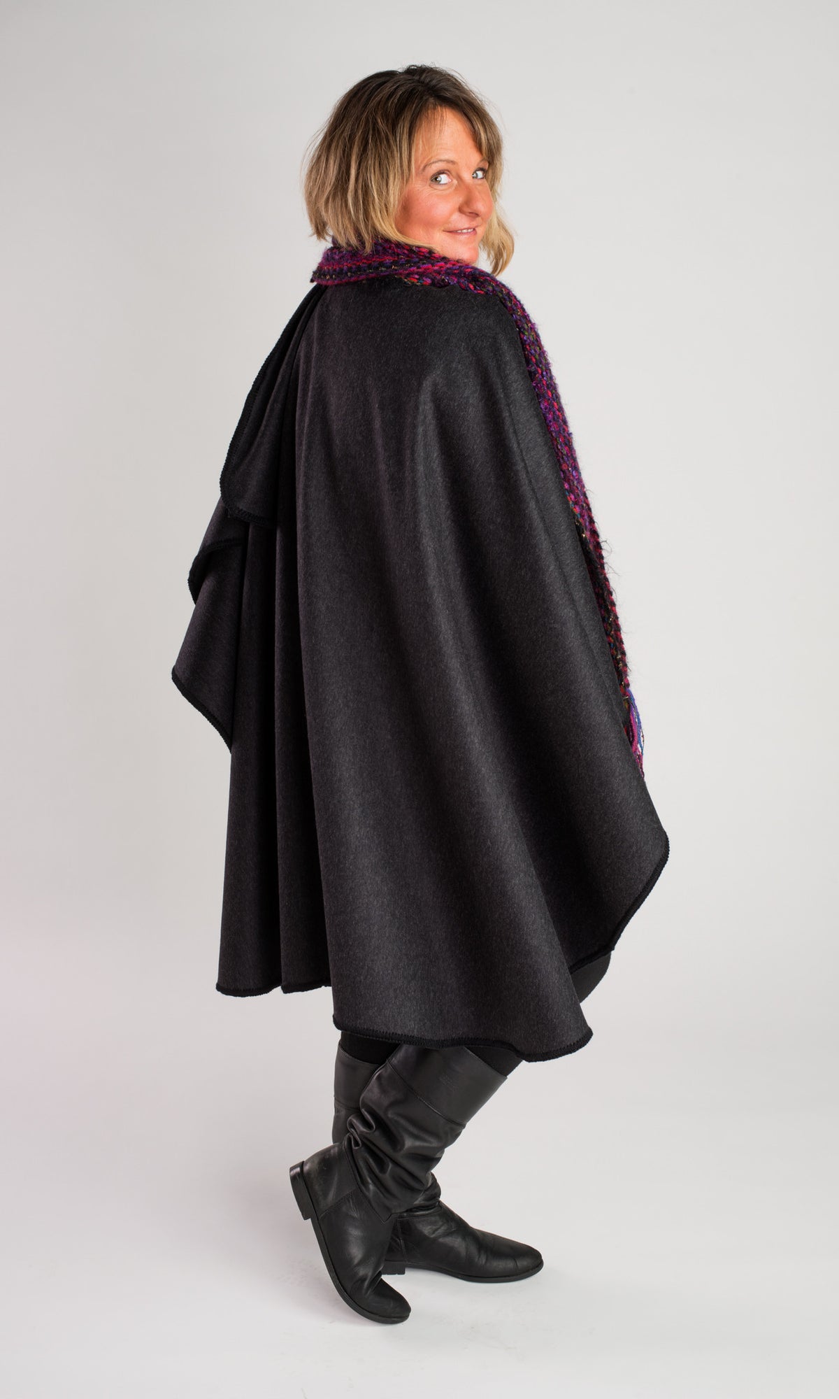 Casco Bay Cashmere Merino Wool Blend Shawl - Charcoal