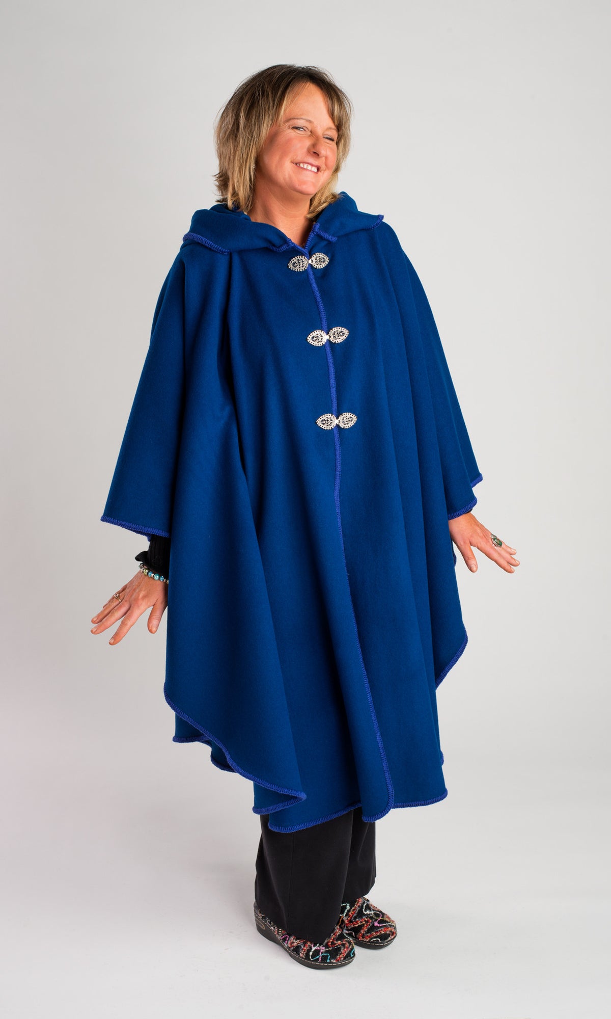 The European Merino Wool Cape  - Admiral Blue