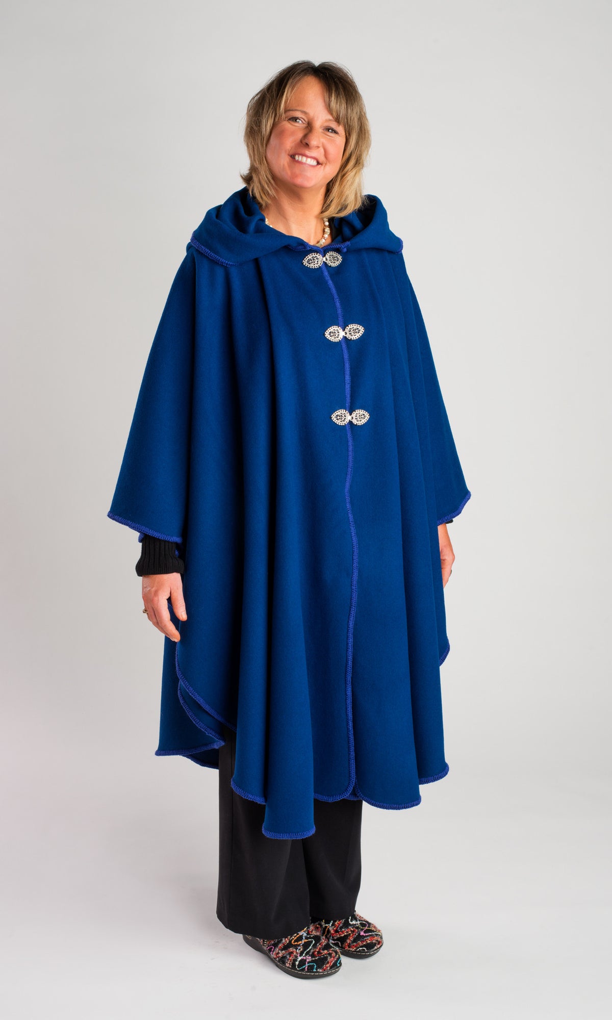 The European Merino Wool Cape  - Admiral Blue