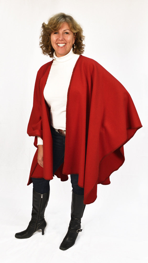 Merino Wool Shawl, True Red by Old Port Wool and Textile Company Old