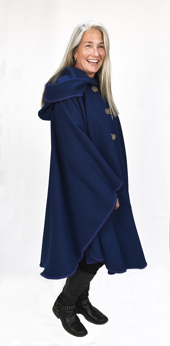 The European Merino Wool Cape  - Admiral Blue